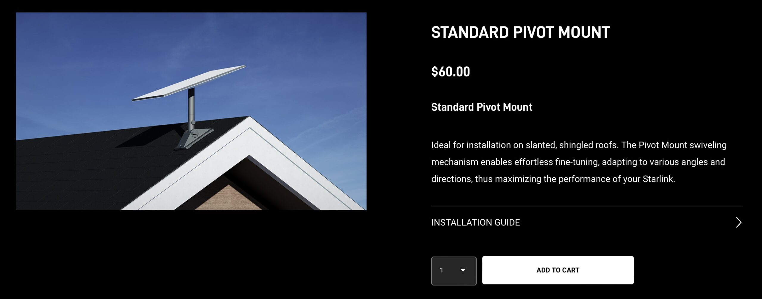 Shop page for the Standard Pivot Mount.